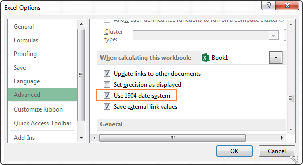 Changing to the 1904 data system