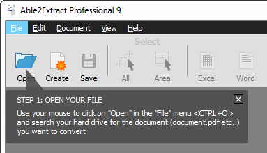 Open the PDF document to be converted to Excel.