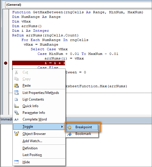 How to add a breakpoint for debugging