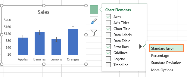 Adding error bars in Excel