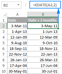 The formula to add months to date