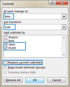 Add nested subtotals.