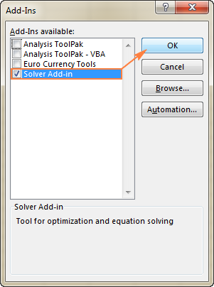 Enable the Solver Add-in.