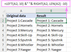 Adding space at the same position in all cells