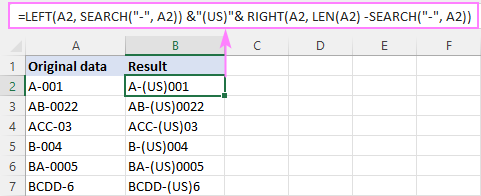 Adding text after a specific character