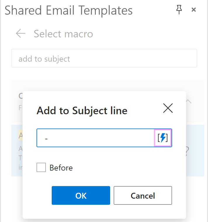 The Insert nested macro button