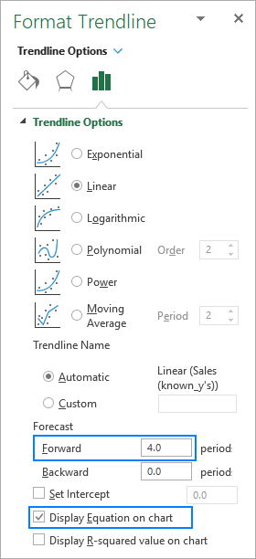 Creating a trendline in Excel