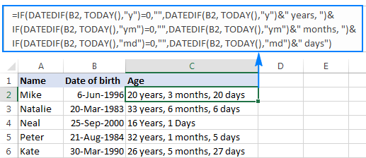 An improved formula to calculate age from DOB in years, months and days