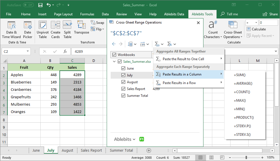 Aggregate same ranges together or each one separately