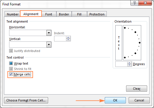 Finding merged cells in Excel