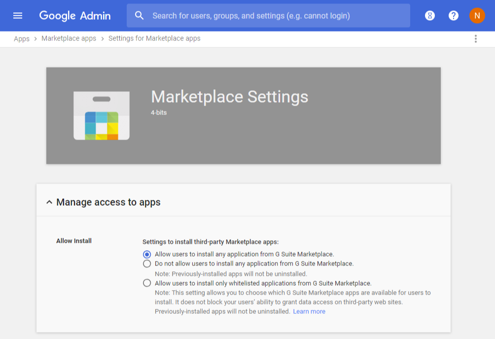 Allow users to install add-ons from Google Workspace Marketplace.