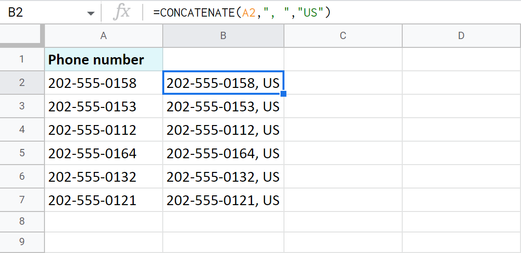 Append text strings at the end of the cells.