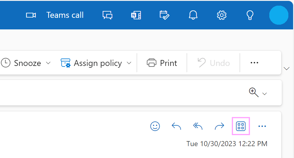 The Apps button in Outlook Online