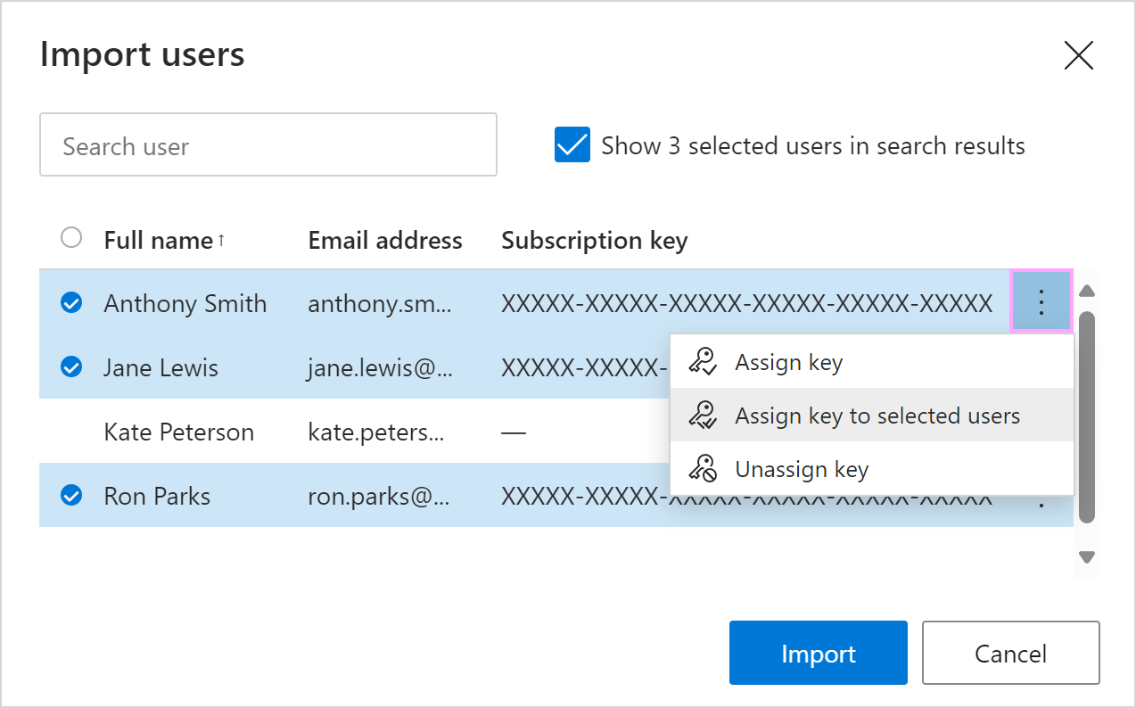 Assign another subscription key