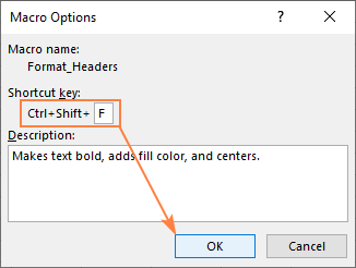 Assign a shortcut to a macro.