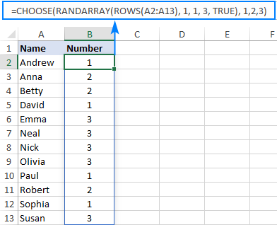 Assigning random numbers in Excel