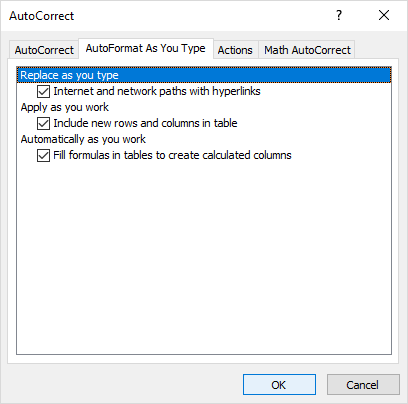 AutoFormat as you type in Excel