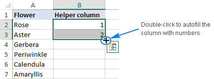 AutoFill a column with serial numbers.