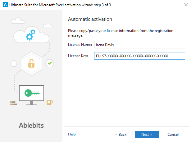 Paste your License Name and License Key.