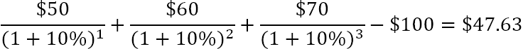 Calculating NPV for a series of cash flows