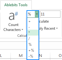 Choose an operator to perform the desired calculation.