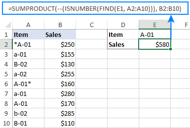 Case-sensitive 'Sum If Cell Contains' formula