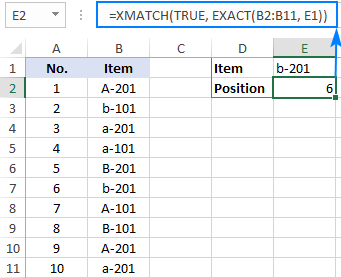 Case-sensitive XMATCH formula