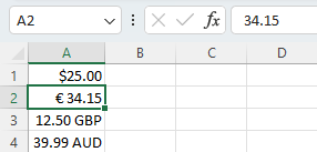 A cell with the currency format