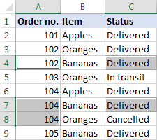 All blank cells are filled with the values from the previously merged cells.