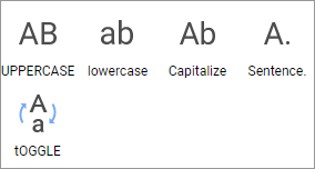 Tools to change the case of the selected text.