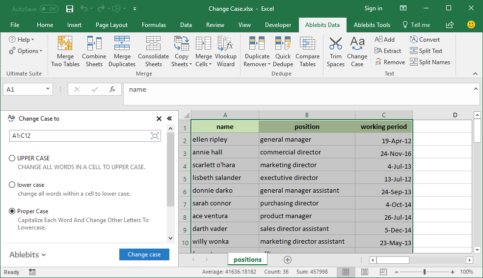 Choose a range and tick the checkbox <em>Proper Case</em>