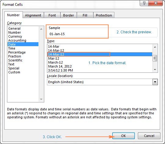 Changing the date format in Excel