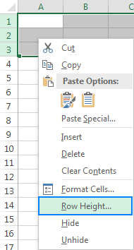 Another way to change the row height in Excel