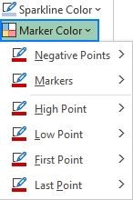 Changing the color of sparkline markers and specific points