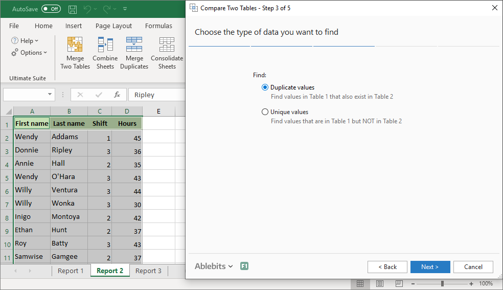 Choose to find duplicates or unique values