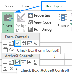 Check Box From control vs. Check Box ActiveX control