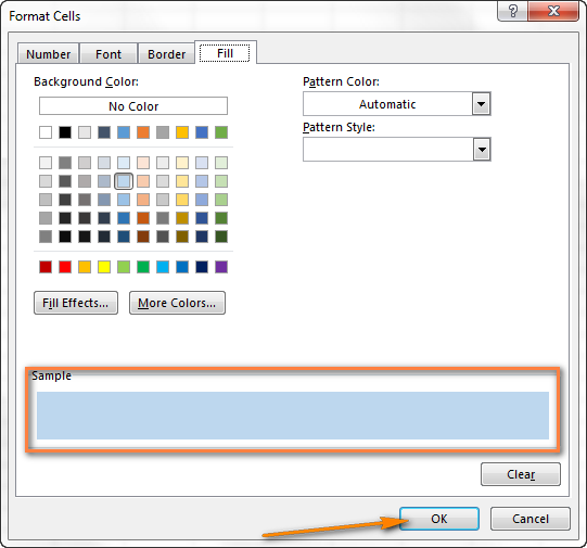 Select the fill color that you want to use for the banded rows.