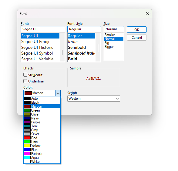 Set up formatting for the rule.