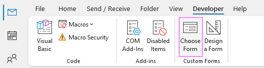 On the Developer tab, click Choose Form.
