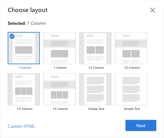 Select template layout.