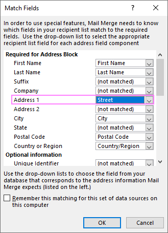 Matching a specific field