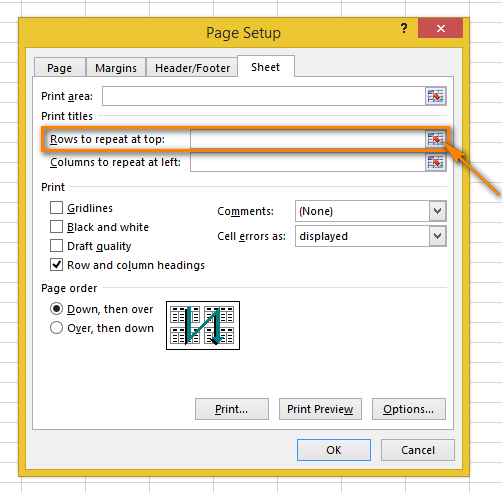 Click the Collapse button to get back to the worksheet and select the rows