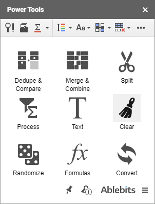 Click the Clear icon on the Power Tools sidebar.