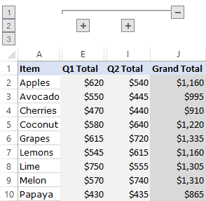 The inner column groups are collapsed.