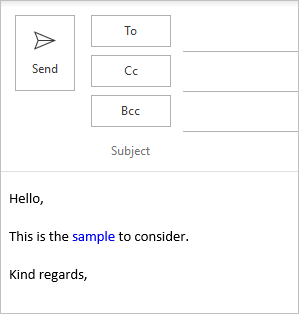 A colored word in the email body