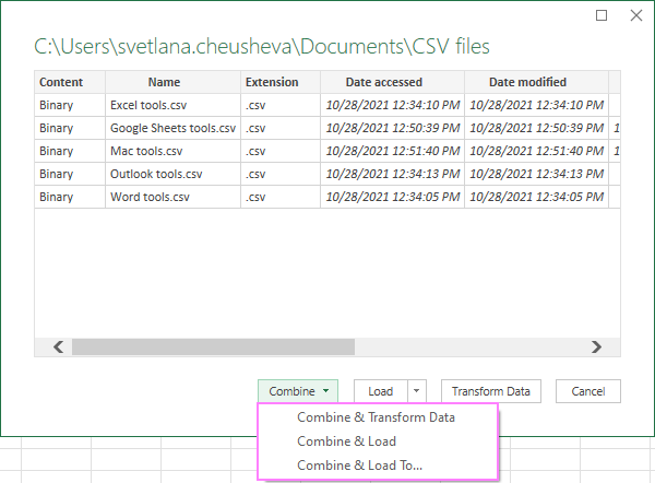 Choose how to combine and load data.