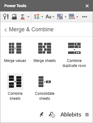 The Combine Sheets icon in Power Tools.