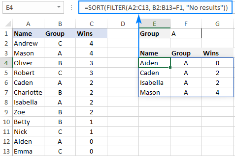 Combining several dynamic array functions in one formula