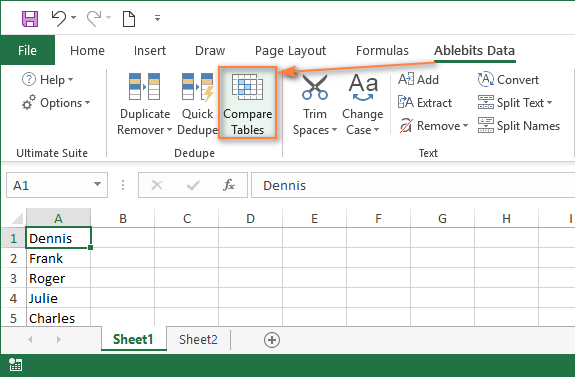 Click the Compare Tables button 