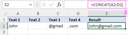 The CONCAT function automatically ignores blank cells.